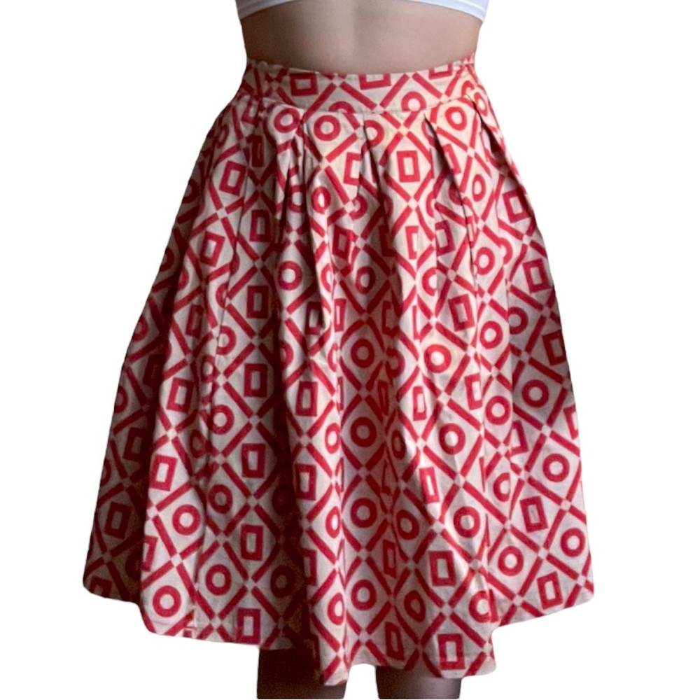 NWOT Vintage Handmade Knee length red skirt size 2 made in Korea